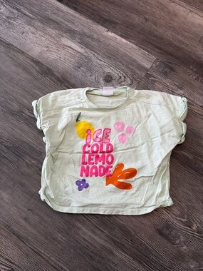 Zara Light Green 'Ice Cold Lemonade' Graphic Tee with Bright Accents